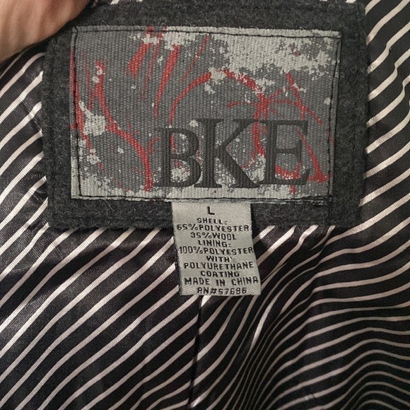 Y2K BKE Women’s Wool Blend Gray Cropped Peplum Embellished Tuxedo Blazer L - Picture 7 of 7